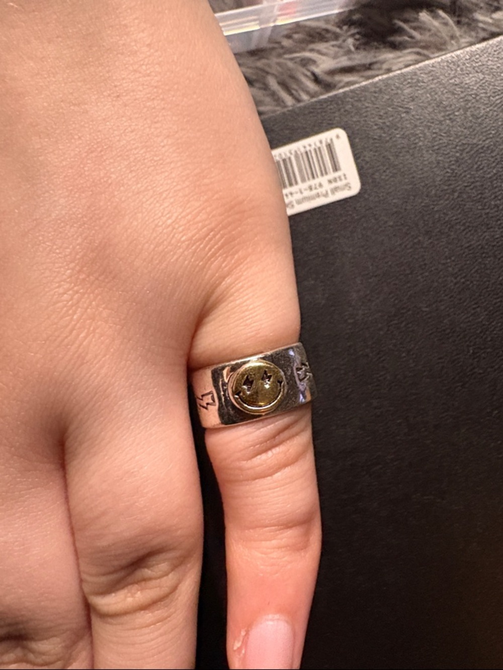 Sterling smiley face ring
